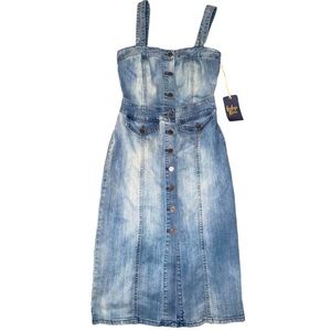 Indigo Rein Stretch Denim Overall Dress Size XS